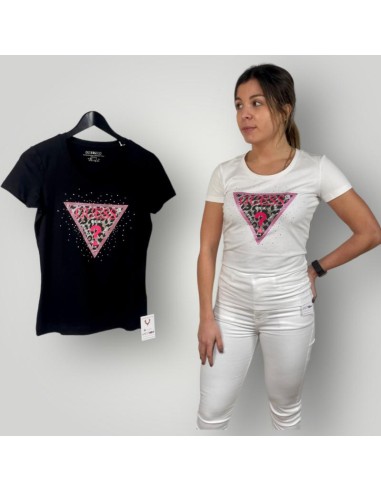 camiseta algodon Guess triangulo interior print chispitas