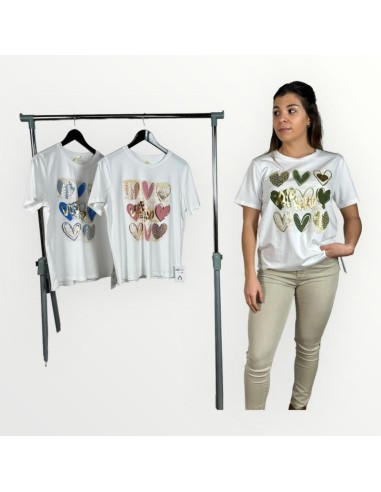 lecco camiseta basica algodon estampado corazones