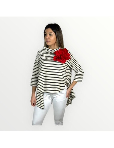 rose rose camiseta algodon marinero corto flor