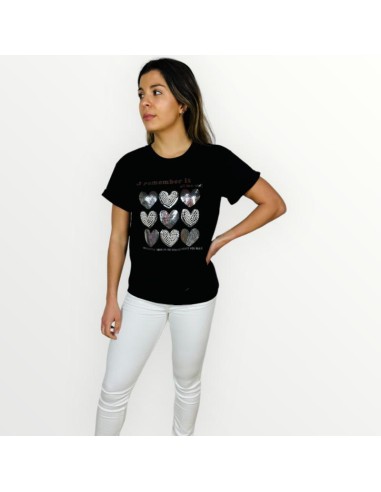 heart camiseta corazones, perlas y plata