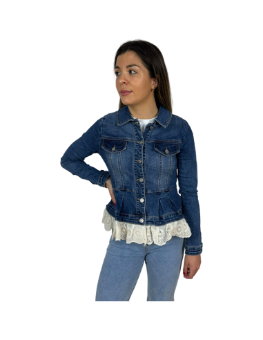 denim cazadora vaquera puntilla