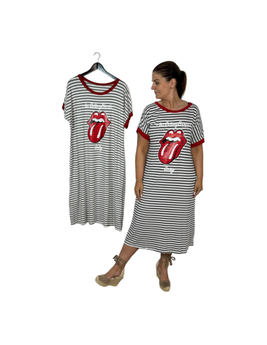 rolling curvi vestido algodon largo marinero logo rolling stones