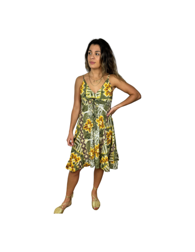 sunflower vestido fruncido tirantes seda