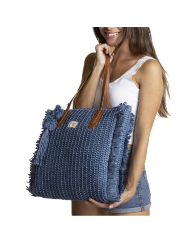 Bolso shopping tejido en tipo rafia con flecos (varios colores) tantrend