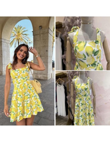 lemon vestido corto estampado limones