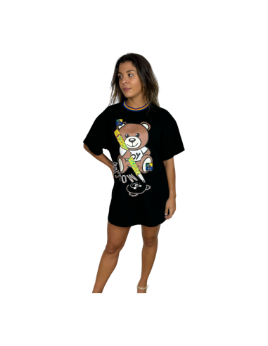 bear vestido camiseta algodon cuello redondo oso letras brillantes