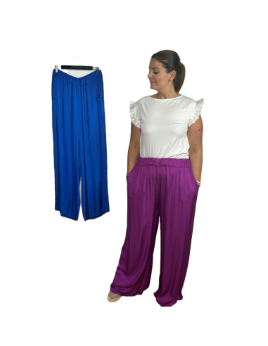 bali pantalon palazzo saten goma cintura