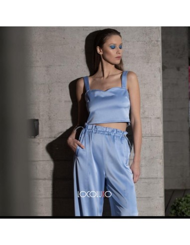 celen pantalon azul satinado locoluxo