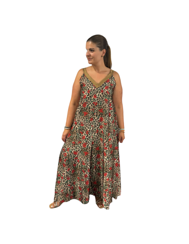 masai vestido largo estampado print flores