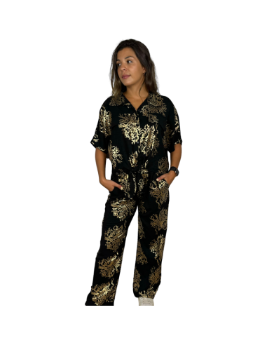 mirjana conjunto pantalon blusa grabados dorados