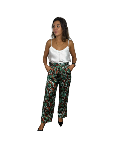 antica pantalon estampado etnico cintura elastico con cinto