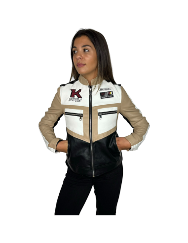 muahca chaqueta biker polipiel tricolor