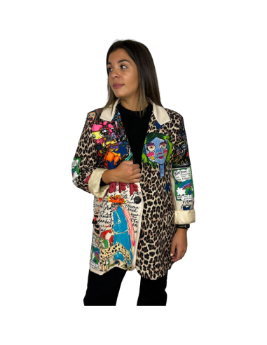 meja blazer print dibujos