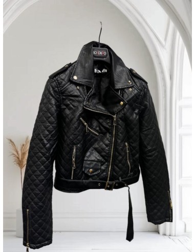 biker cazadora polipiel estilo acolchado