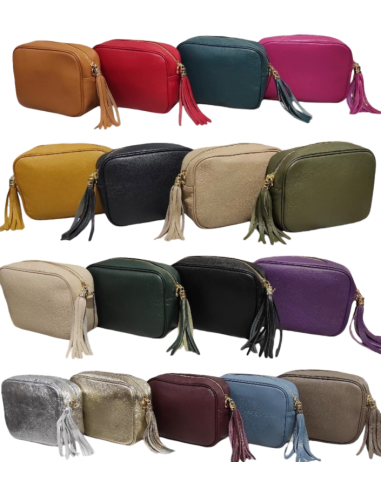 bolso piel bandolera rectangular borla