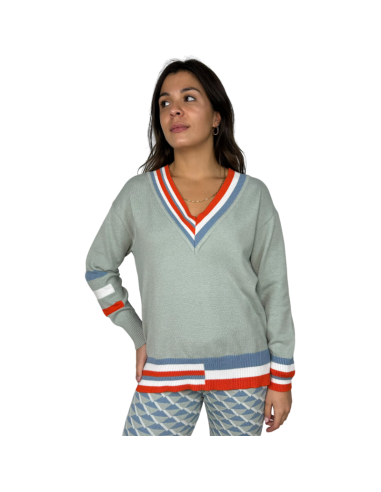 imelda jersey punto pame carrioni cuello pico tricolor