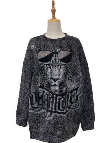 nefta sudadera estampada print leopardo brillo