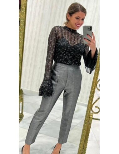 helen pantalon vestir gris plateado