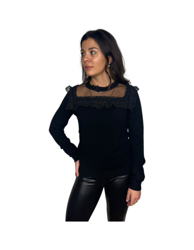 karina jersey punto tul negro y volante