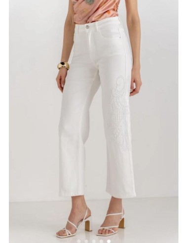 nieve pantalon vaquero loneta blanca croche lateral